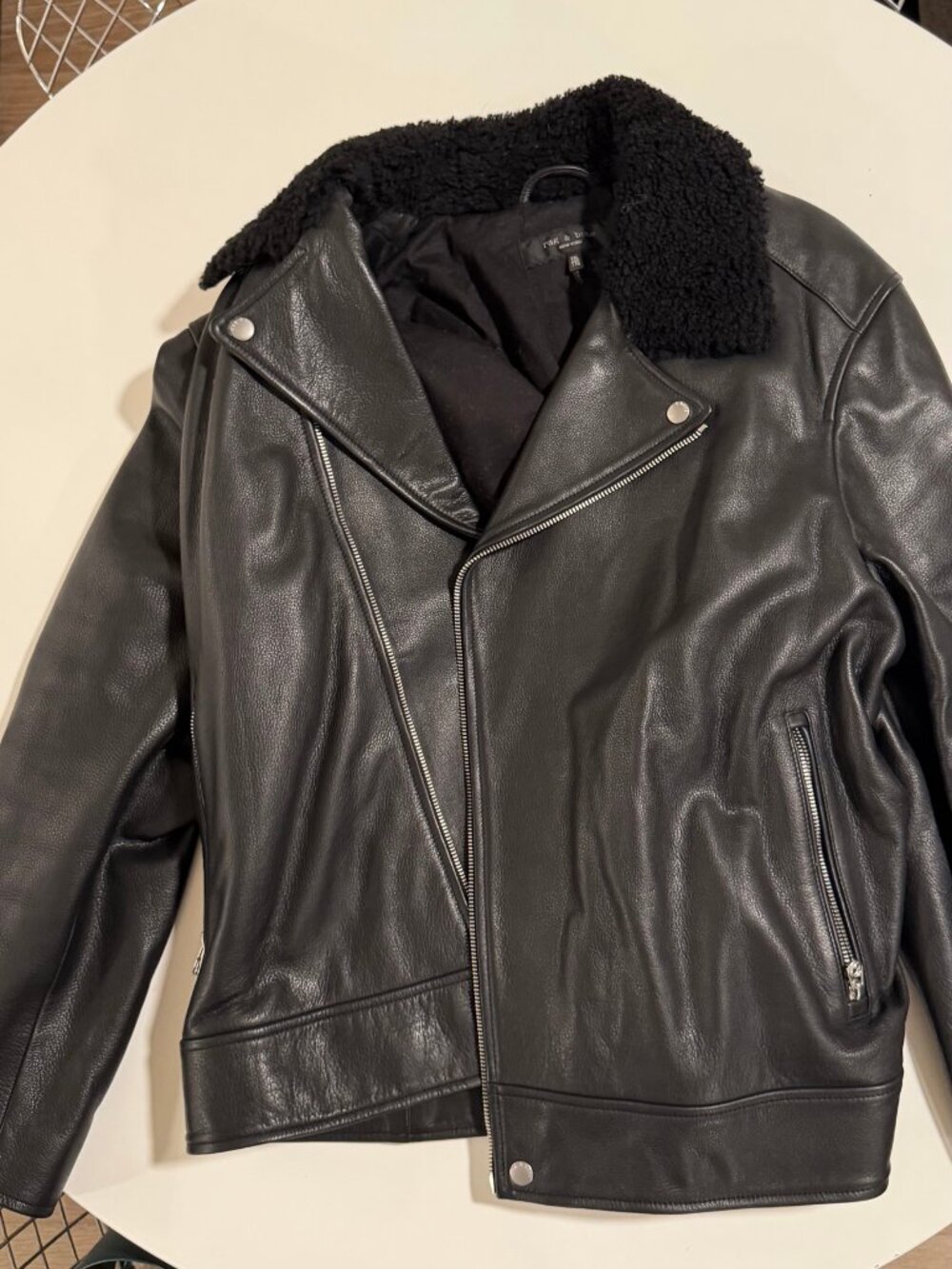 rag & bone Buzz Leather Jacket Black XXL